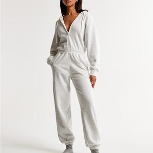 Long-Sleeve Hooded Fleece Jumpsuit